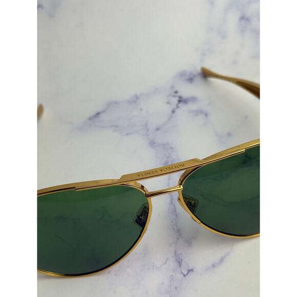 NEW Bottega Veneta BV1305S Sardine Gold Green Aviator main image 4